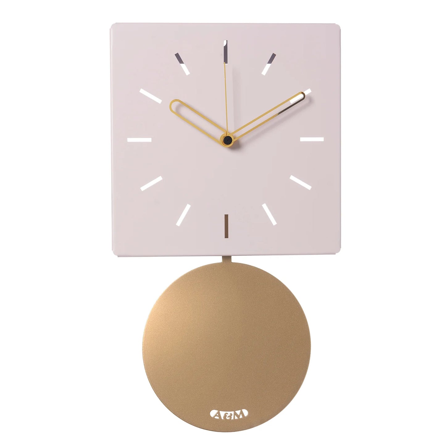 OROLOGIO IN METALLO ROSA E PENDOLO IN ORO DESIGN Dimensioni: 24 x 43,5 cm di altezza (profondità 4 cm)