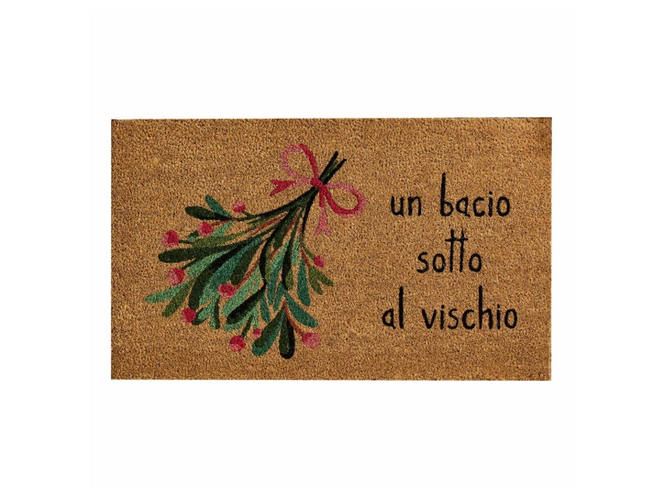 ZERBINO NATALIZIO IN COCCO UN BACIO SOTTO AL VISCHIO Misura: 45x75 cm SALDI