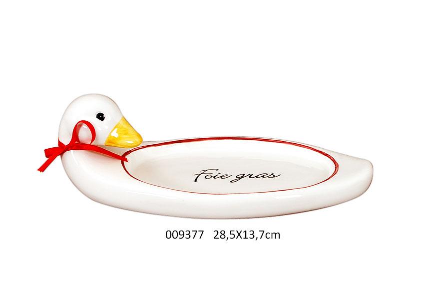 PIATTO CERAMICA DECORO OCA FOIE GRAS BIANCO ROSSO