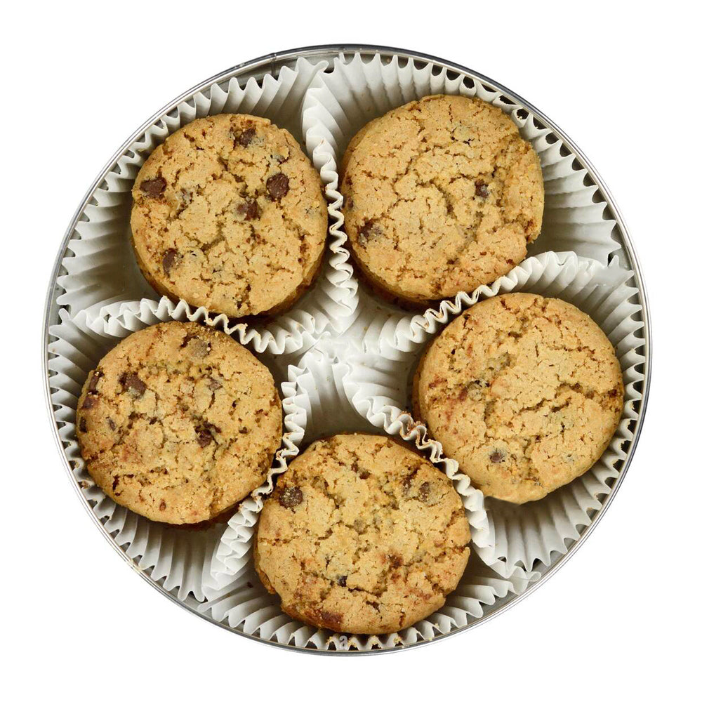 FROLLINI CON GOCCIE DI CIOCCOLATO IN SCATOLA LATTA REGALO 24 x 150 g (diam. 14 - alt. 5,5 cm)