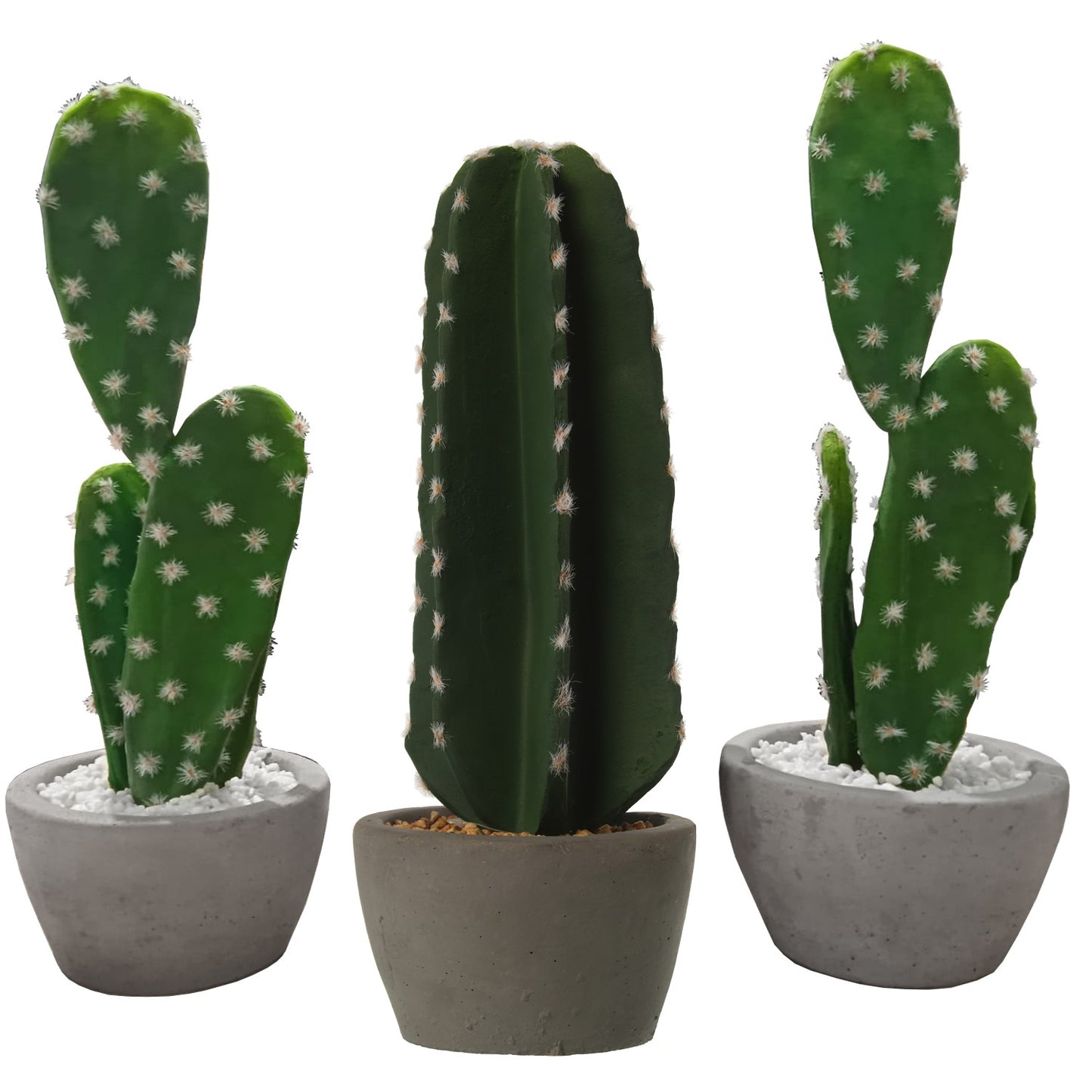 Cactus Artificiali Con Vaso In Cemento _ø13x45cm, Material: Pu