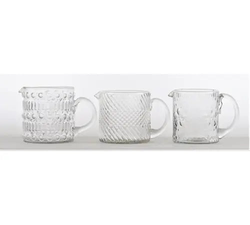 BROCCA IN VETRO CON MANICO 3 DECORI Misura: 9,5x9,5x11cm CUCINA VASO