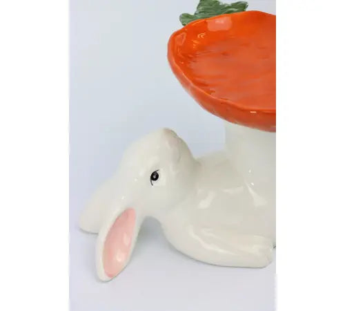 ALZATA CIOTOLA CONIGLIO CAROTA IN CERAMICA LUCIDA BRILLANTE Misura: 22x19x15cm