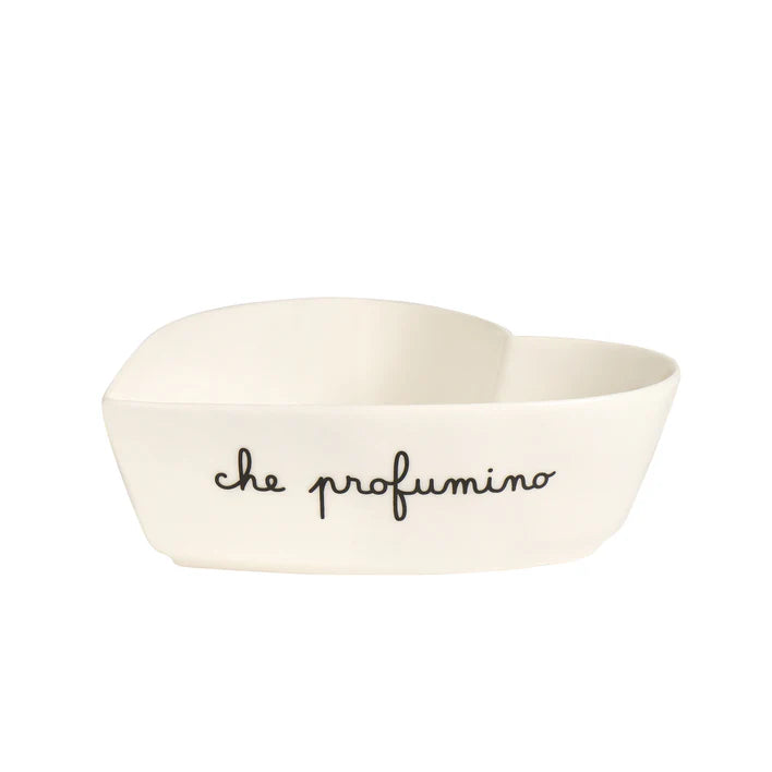 Pirofila ceramica forma cuore con scritta Che profumino