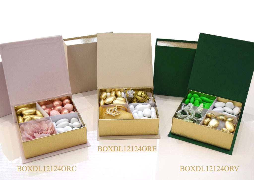 Collezione Bomboniere Confezione Libro per Confetti Decorazione 12x12x4 IN TRE COLORI