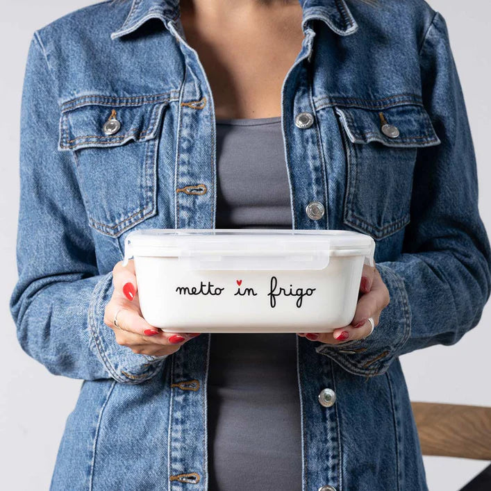 CONTENITORE ERMETICO IN GRES PORCELLANATO " METTO IN FRIGO" 19,5X14,5