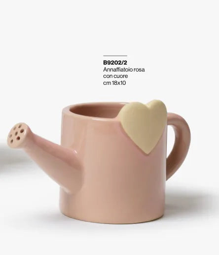 AD EMOZIONI ANNAFFIATOIO CERAMICA PORTA PIANTINA DETTAGLIO CUORE BEIGE