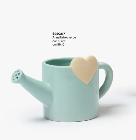 AD EMOZIONI ANNAFFIATOIO CERAMICA PORTA PIANTINA DETTAGLIO CUORE BEIGE