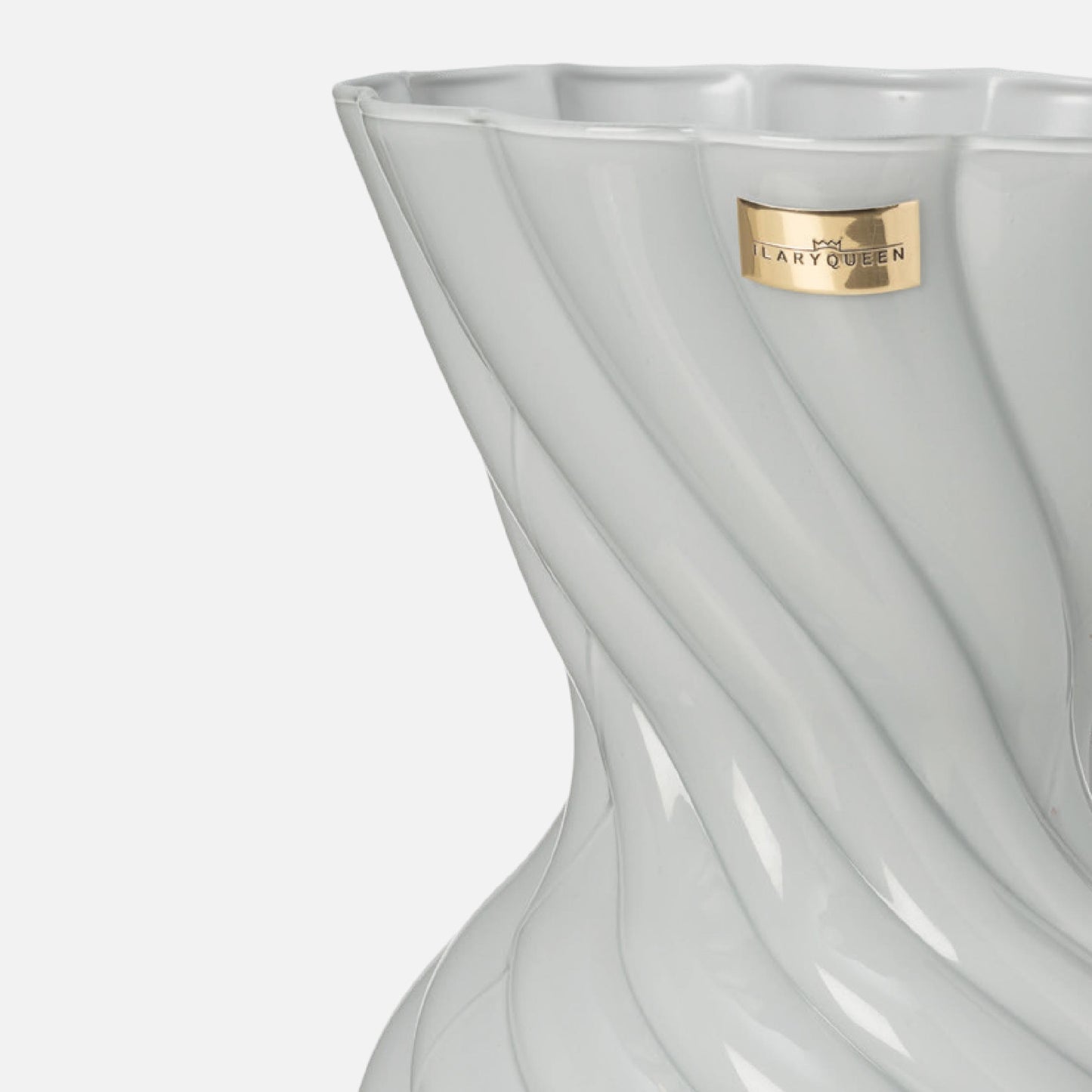 VASO VETRO EFFETTO PORCELLANATO COLORE GRIGIO PERLA BASIC DESIGN ELAGANTE H. 23 CM