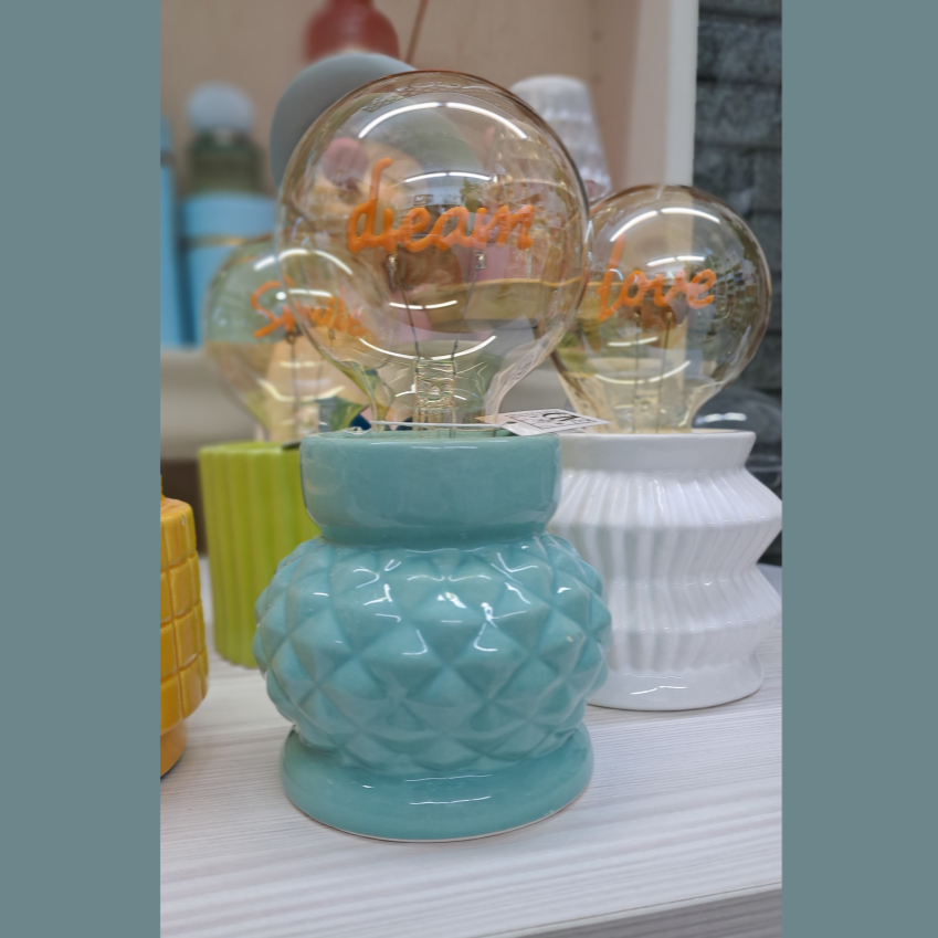 LAMPADA DA TAVOLO CON LED " DREAM" CELESTE ACQUAMARINA BOMBONIERA REGALO