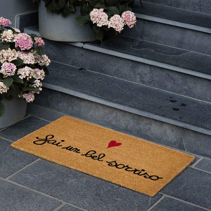 ZERBINO COCCO DECORO"FAI UN BEL SORRISO" 45X75 CM SPESSORE 2 CM