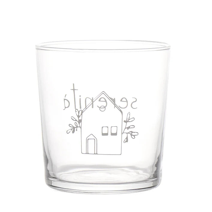 SET 6 BICCHIERI DECORO "SERENITA'" 35 CL IN VETRO TEMPERATO SERIGRAFATO IN BIANCO