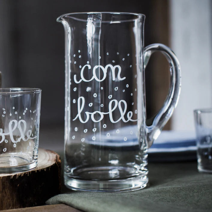 BROCCA VETRO DECORO " CON BOLLE" CAPIENZA 1,2 L LAVARE A MANO