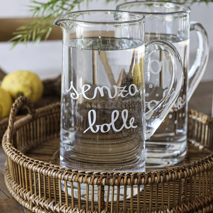 BROCCA IN VETRO DECORO" SENZA BOLLE" CAPIENZA 1,2 LITRI LAVARE A MANO