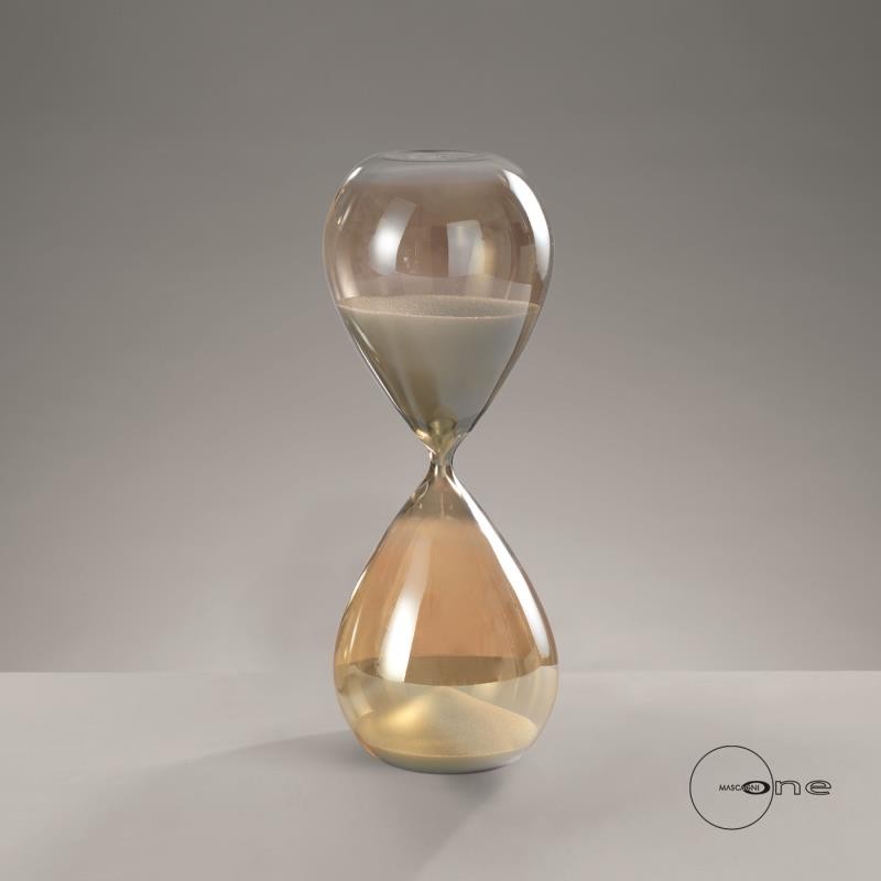 CLESSIDRA IN VETRO AMBRA SABBIA BEIGE H 30 CM OGGETTO D'ARREDO