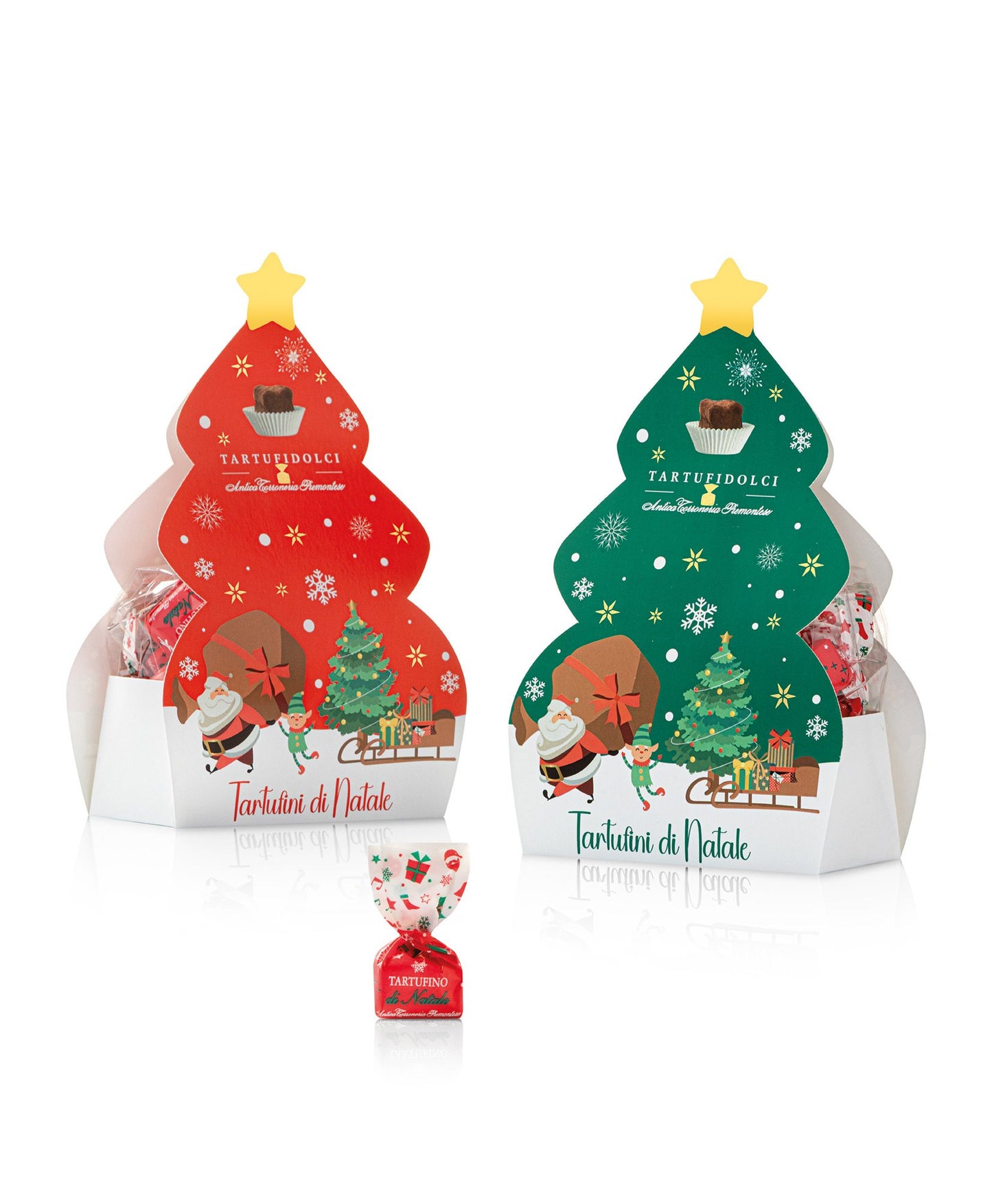 TARTUFINI CACAO NOCCIOLE IN CONFEZIONE REGALO ALBERELLO L'ANTICA TORRONERIA PIEMONTESE