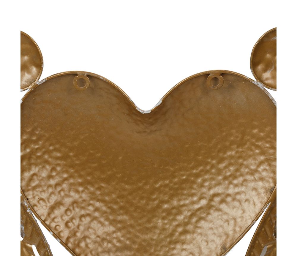 DECORAZIONE MURALE CUORE CON ALI IN METALLO DORATO 70X4.5XH60CM