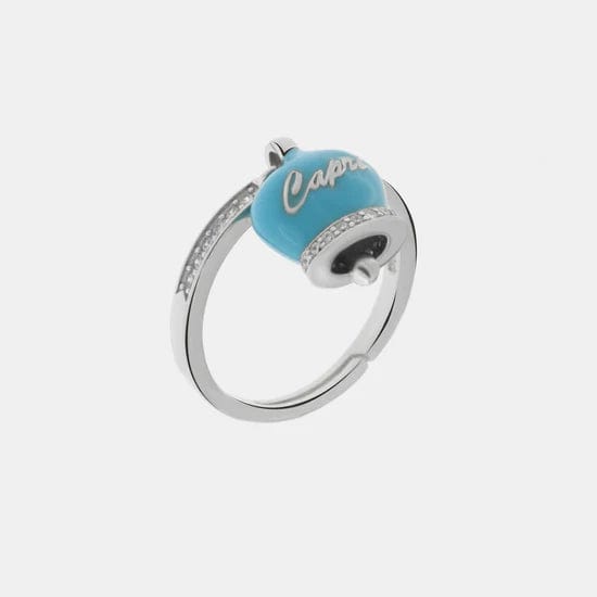 Dolci pensieri gift AMO CAPRI Anello in Argento 925 con campanella Capri e zirconi