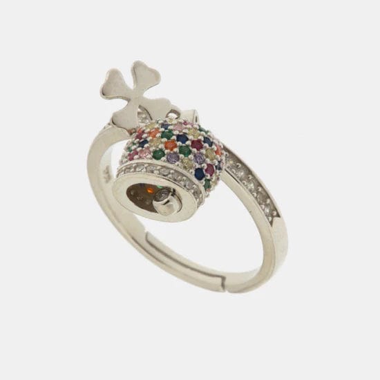 Dolci pensieri gift AMO CAPRI Anello in Argento 925 con campanella Capri e zirconi colorati