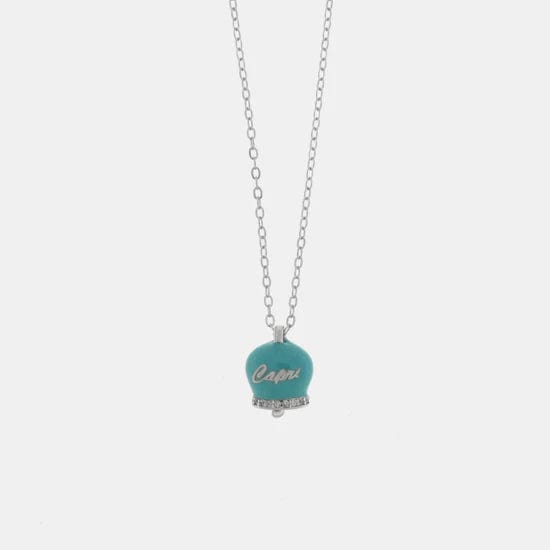 Dolci pensieri gift AMO CAPRI Collana in Argento 925 con campanella Capri e zirconi