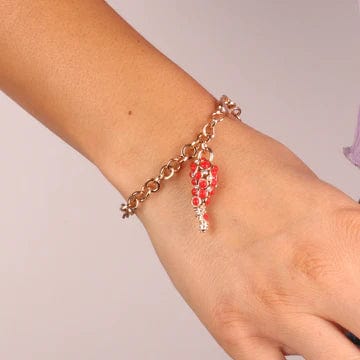 Dolci pensieri gift AMO NAPOLI Bracciale in Metallo con corno centrale e cristalli