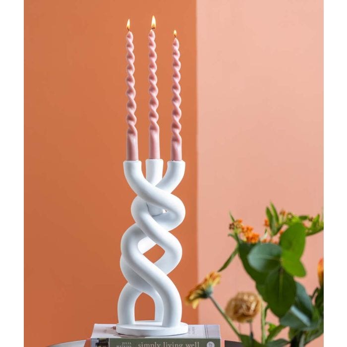 Dolci pensieri gift Candelabro Twisted ceramic Bianco present time