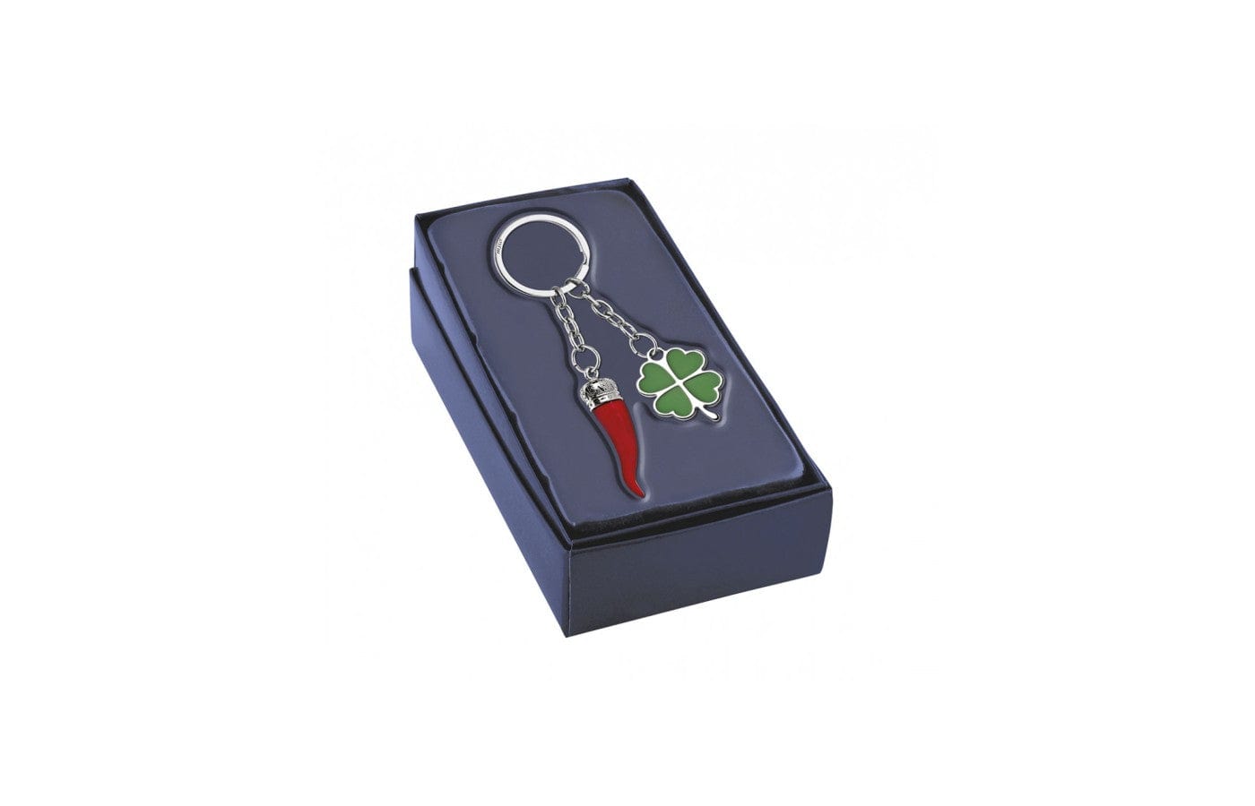 Dolci pensieri gift PORTACHIAVI CORNINO QUADRIFOGLIO METALLO LAUREA COMPLEANNO PORTAFORTUNA