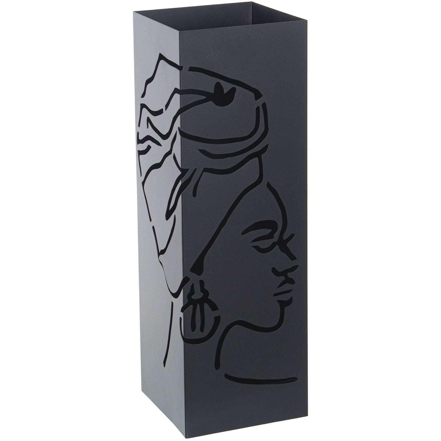 Dolci pensieri gift PORTAOMBRELLI METALLO QUADRATO NERO CON DONNA INTAGLIATA CM 50 DI ALTEZZA