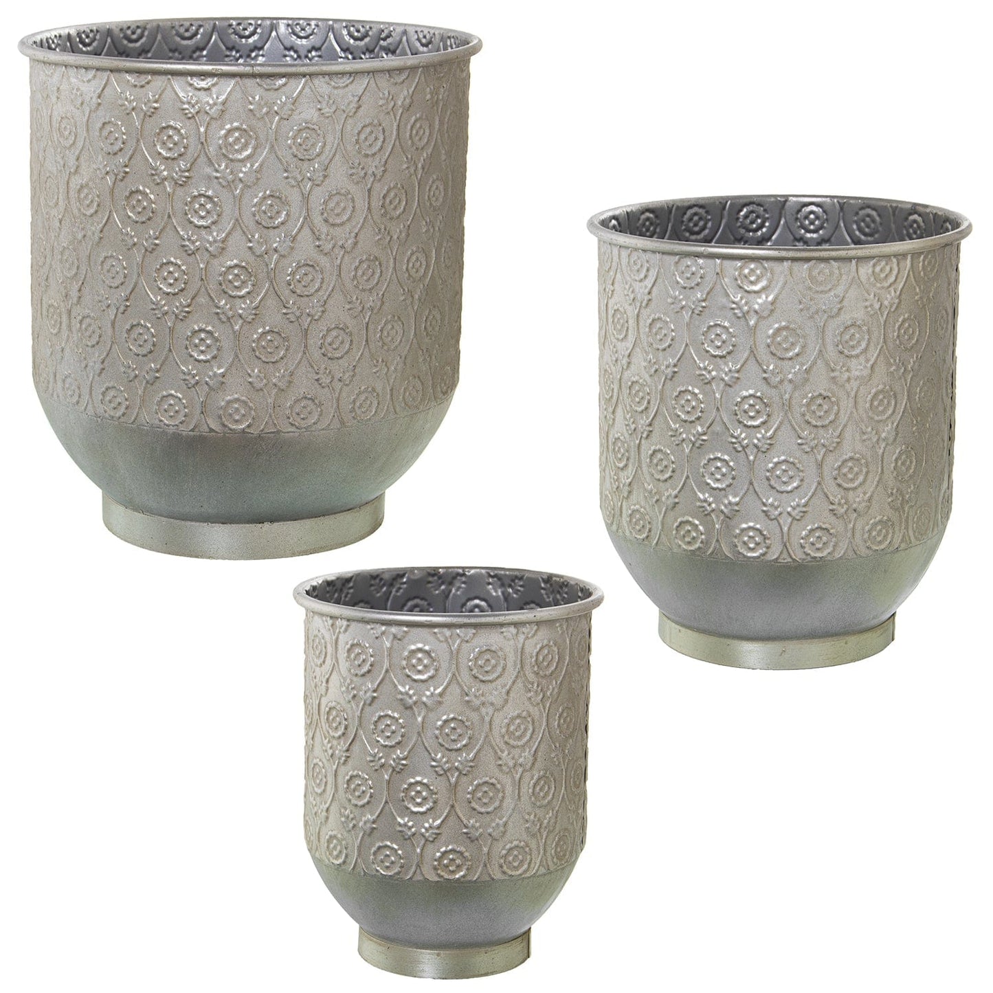 Dolci pensieri gift SET 3 VASI PORTA PIANTE ARGENTATO LAVORATI, INTARSIATI, , 3 MISURE