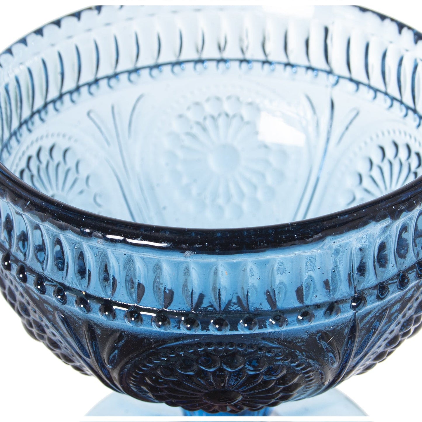 Dolci pensieri gift SET 6 COPPE GELATO IN VETRO LAVORATO AZZURRO _ø10,5x10cm LAVABILI IN LAVASTOVIGLIE