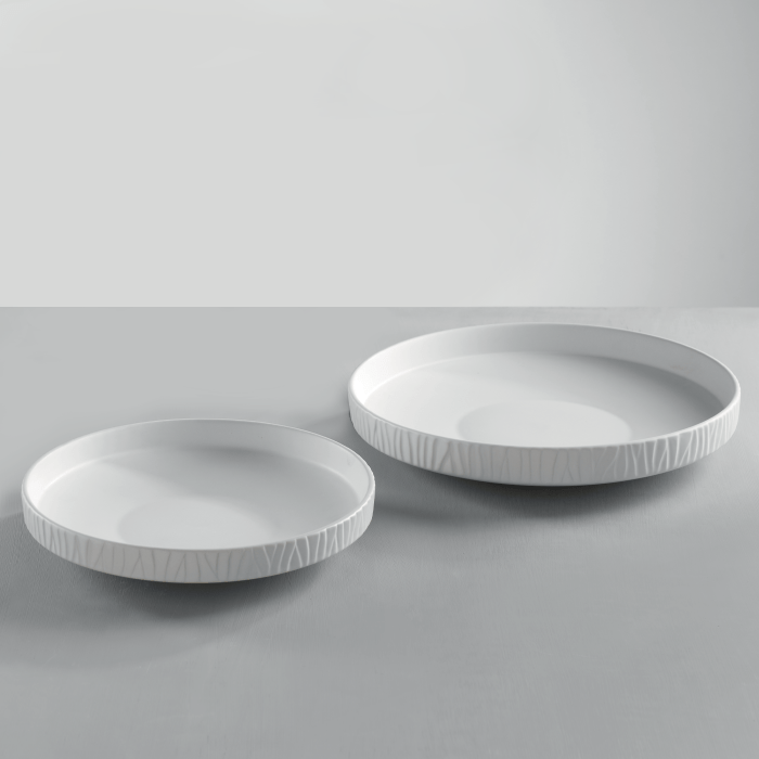 Dolci pensieri gift SET DI 2 PIATTI IN CERAMICA BIANCHI Diam. 25,5x4 / 31x5,5 cm. DECORAZIONE CASA