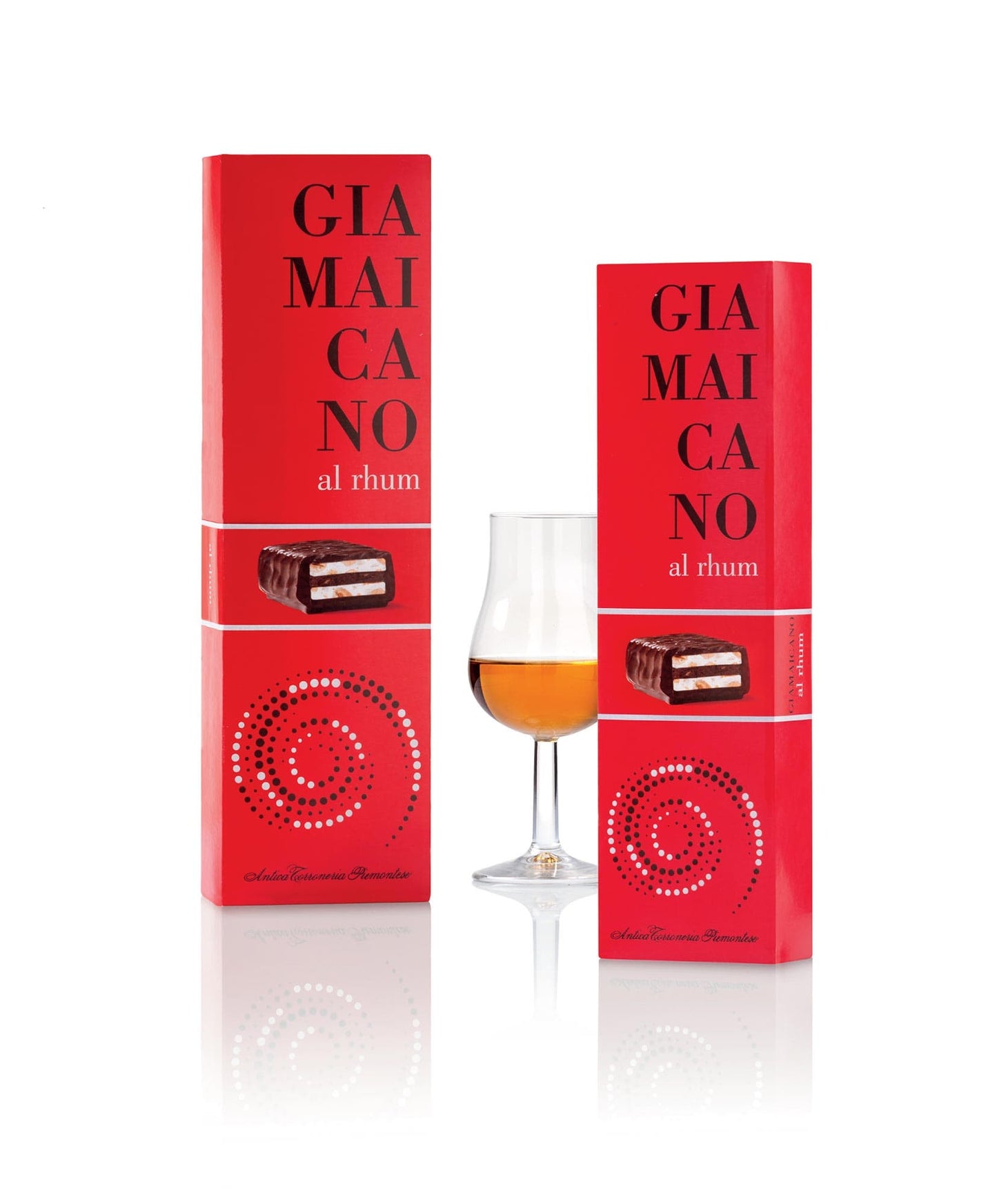 Dolci pensieri gift TORRONE GIAMAICA NOCCIOLE MIELE, RHUM, CIOCCOLATO FONDENTE, ZUCCHERO 150 GR.