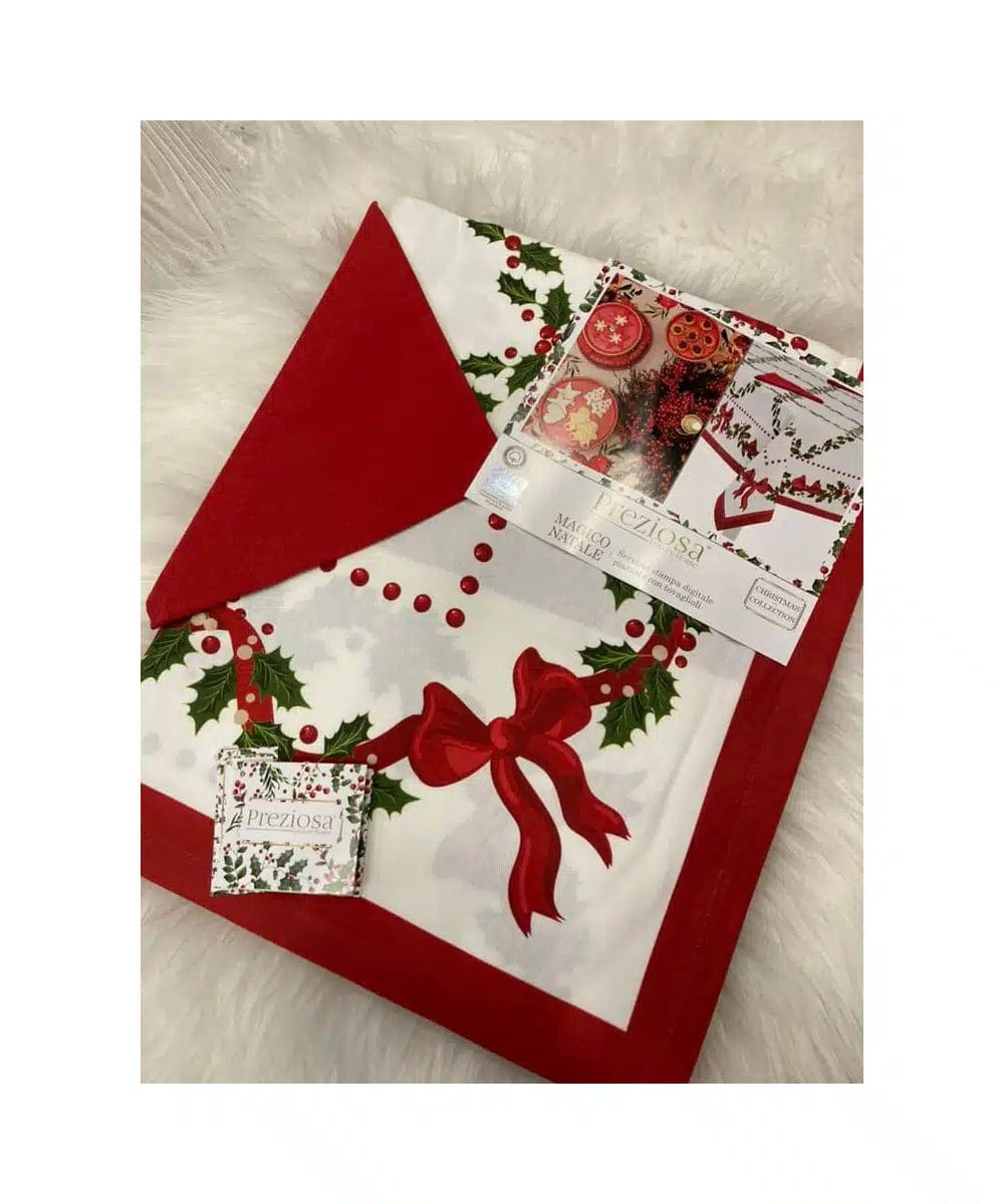 Dolci pensieri gift TOVAGLIA SERVIZIO TAVOLO PER 6 140X180 PIU 6 TOVAGLIOLI COTONE RINFORZATO STAMPATA