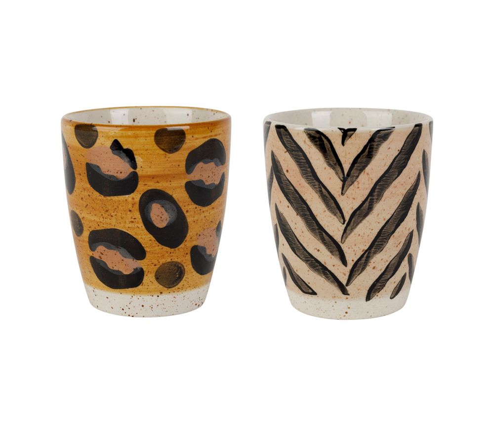 COPPIA BICCHIERI PER TISANA E THE' MODELLO ANIMALIER CERAMICA DIMENSIONI25cl - D8 x H8.5cm