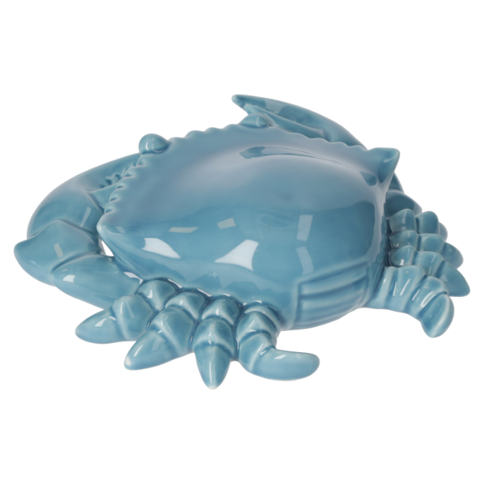 GRANCHIO DECORATIVO IN CERAMICA AZZURRO MARE Larghezza: 23cm Altezza: 6cm