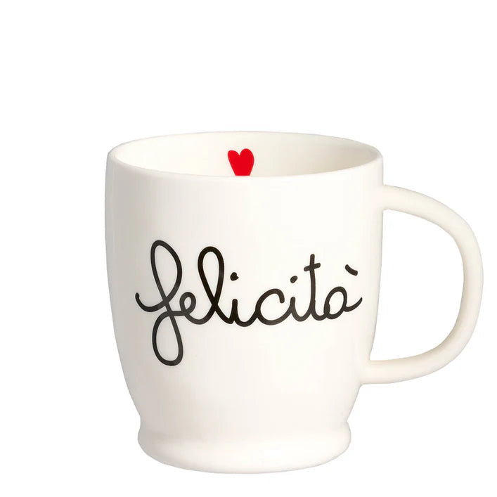 Mug porcellana bianca Felicità