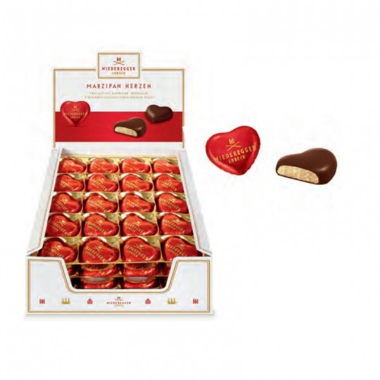 CUORICINI DI CIOCCOLATO FONDENTE RIPIENO DI MARZPANE DI NIEDEREGGER 12,5 GR.