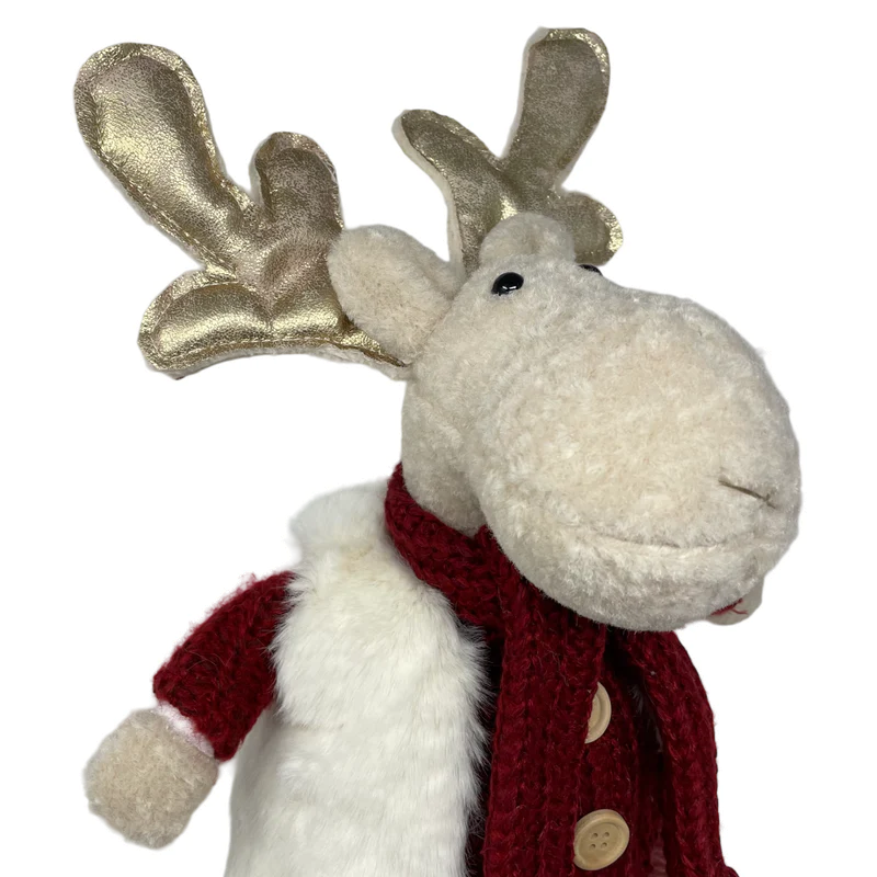 RENNA FULMINE SEDUTA CON GILET IN PELLICCIA CON SCAIRPA E CAMICIA IN MAGLIA ALTA 50 CM