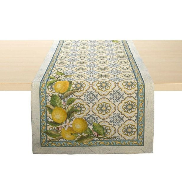RUNNER CENTROTAVOLA COSTIERA DECORO MAIOLICHE LIMONI 45X140