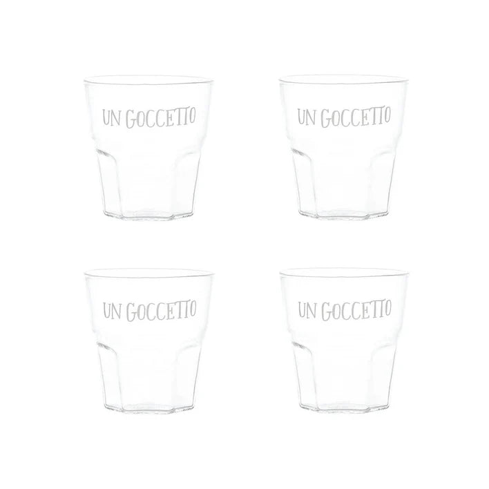 SET 4 BICCHIERINI LIQUORE UN GOCCETTO IN VETRO BOROSILICATO Dimensioni diam. 6.1 cm x h 6.7 cm - 13 cl