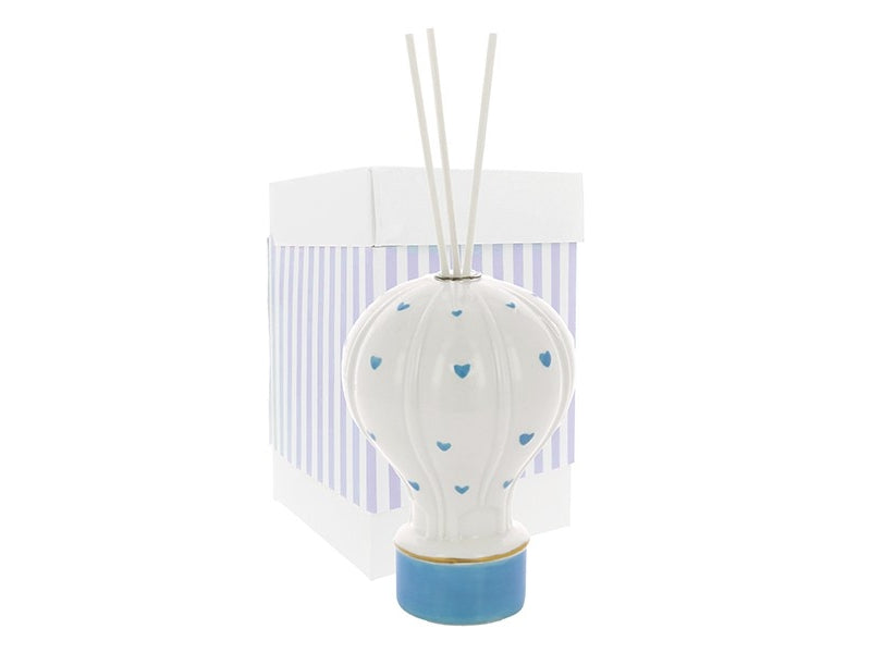 DIFFUSORE MONGOLFIERA CON CUORI CIELO PORCELLANA 8,5X13 PIU' STELI CON SCATOLA INCLUSA