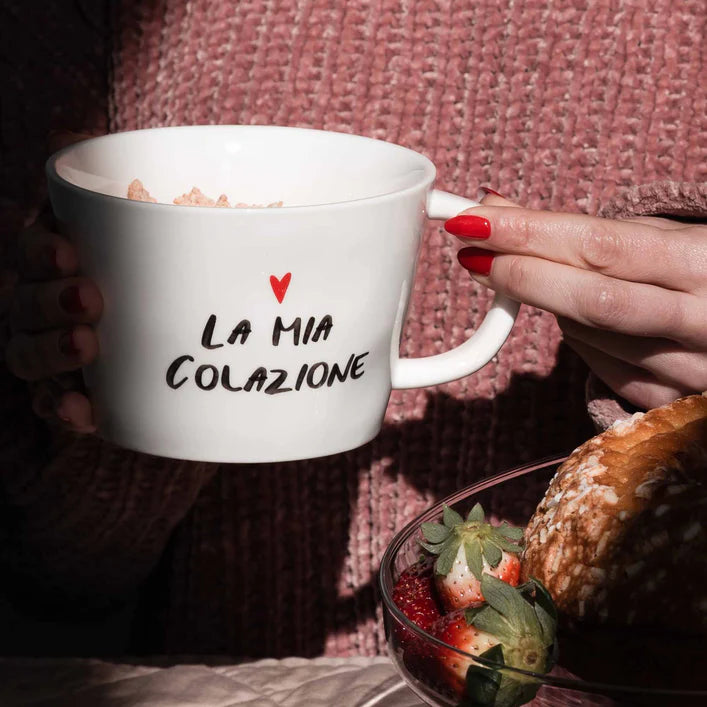 SET 2 TAZZE LA MIA CLAZIONE IN GRES PORCELLANATO BIANCO 9 CM X DIAM. 12,4