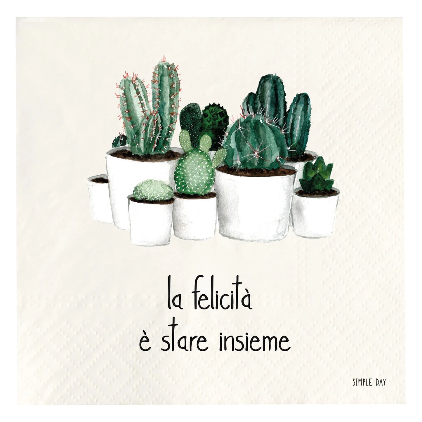 SET 20 TOVAGLIOLI IN CARTA DECORO " LA FELICITA' E' STARE INSIEME" 33X33 CM