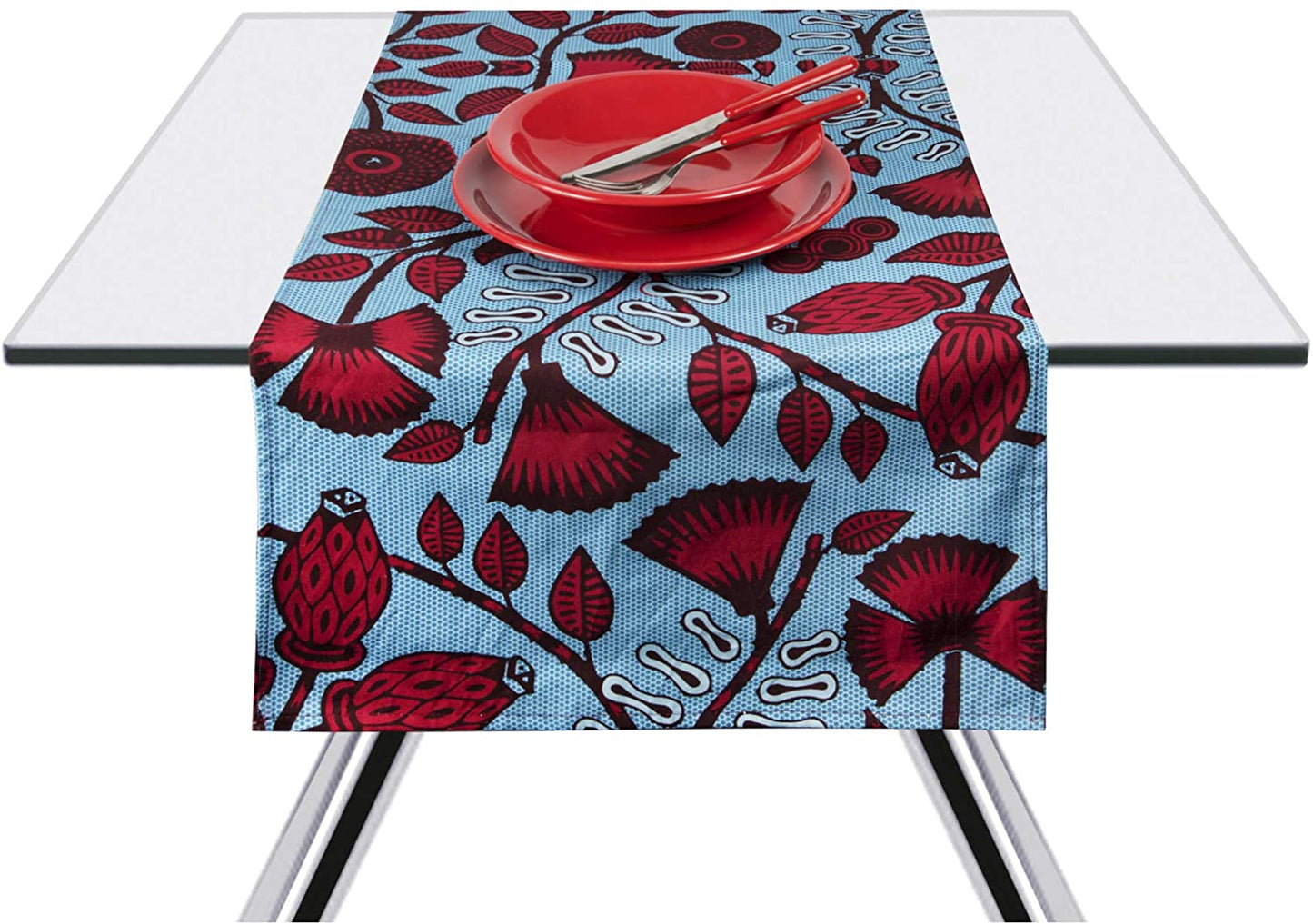 Pantelleria Runner da Tavola in Cotone colore verde e rosso 45x140 cm - Dolci pensieri gift
