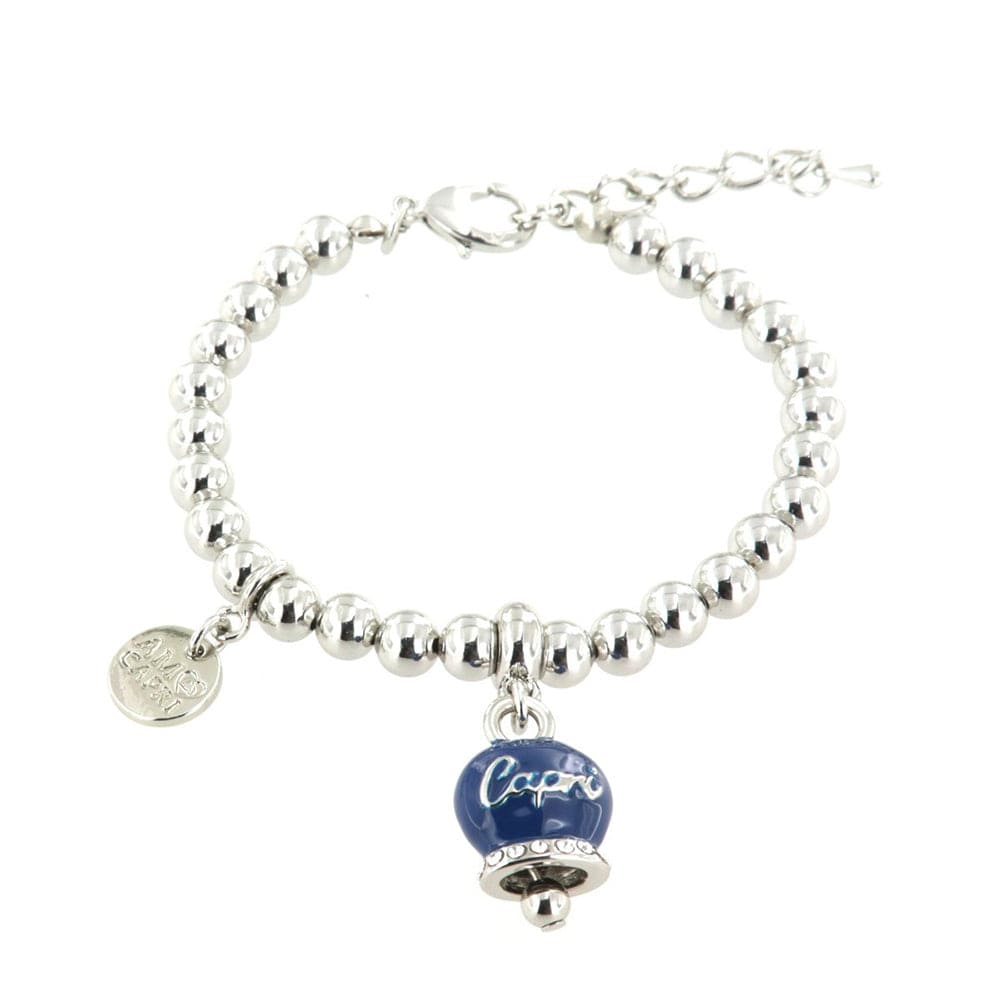 Dolci pensieri gift Amo Capri Bracciale Argentato con Campanella Portafortuna Blu