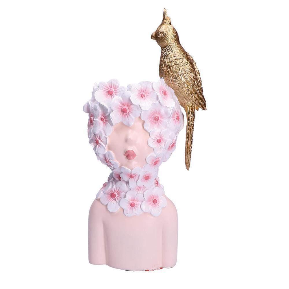 Bambina Vaso Moderno busto donna con fiori e Pappagallo - Dolci pensieri gift