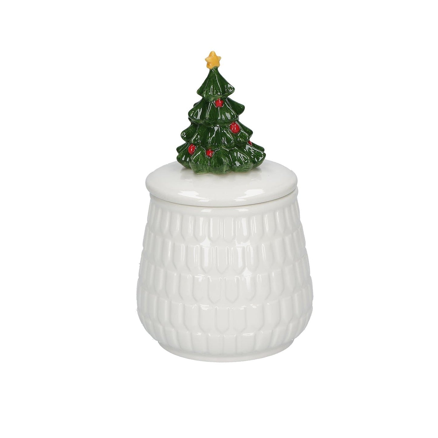 Barattolo sale zucchero caffè in porcellana con albero di Natale 17 cm - Dolci pensieri gift