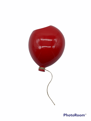 BOMBONIERA PALLONCINO IN CERAMICA VASO PORTAPIANTE ROSSO BATTESIMO LAUREA COMUNIONE 14.5x11.5x7 - Dolci pensieri gift