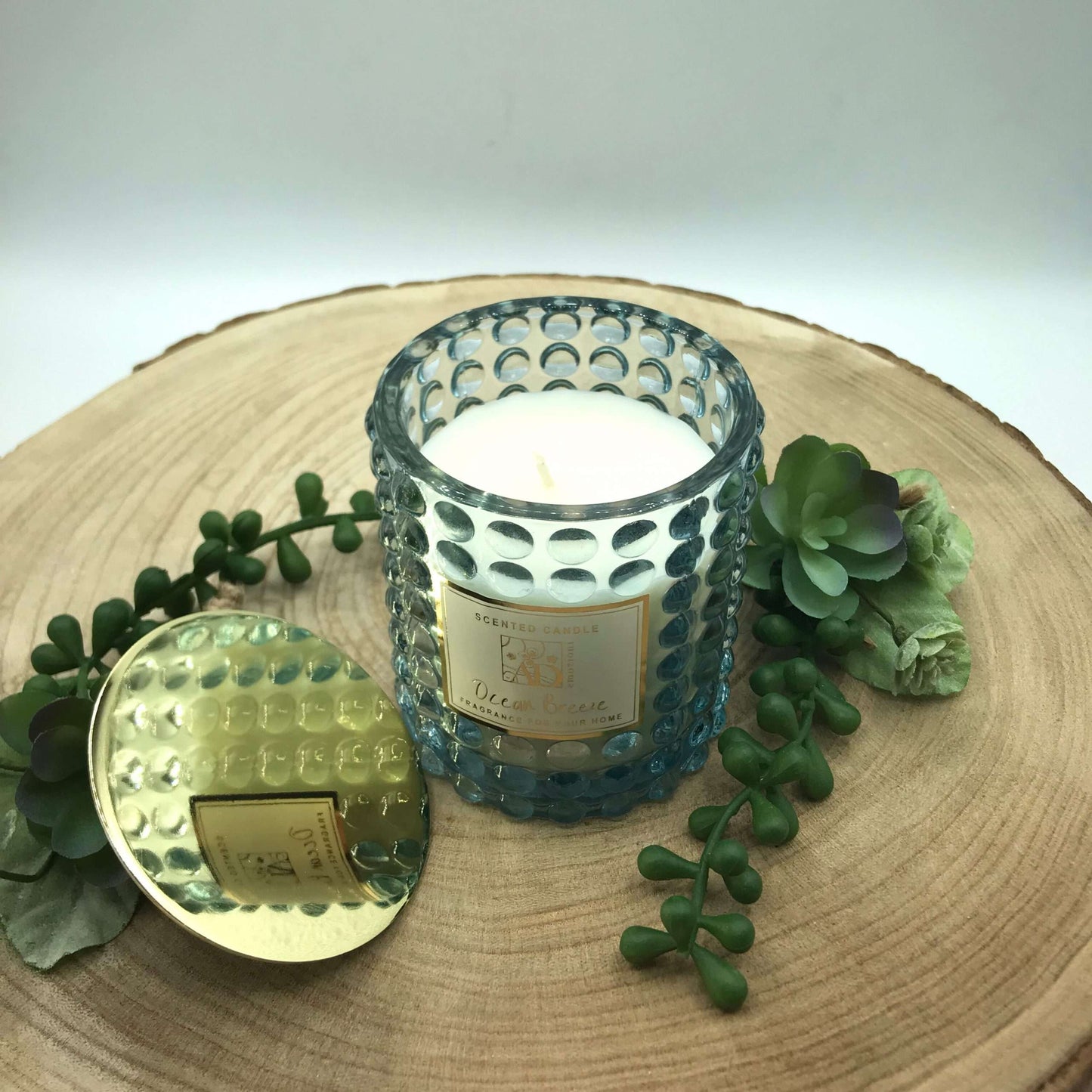 Dolci pensieri gift BOMBONIERA PROFUMATA IN VETRO BLU SMERIGLIATO OCEAN BREEZE CM 8X9