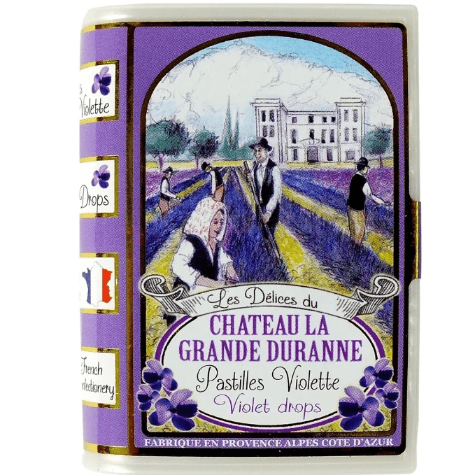 Caramelle alla Violetta Francesi CHATEAU LA GRANDE DURANNE Confezione Libro 43g - Dolci pensieri gift